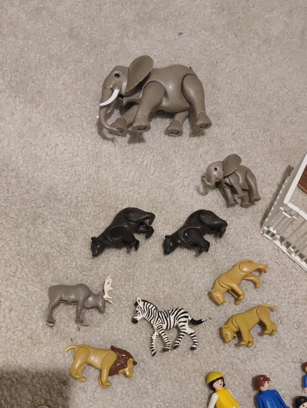 Vintage Playmobil Zoo People, Tree Accessories, White Fence & Brown House Random